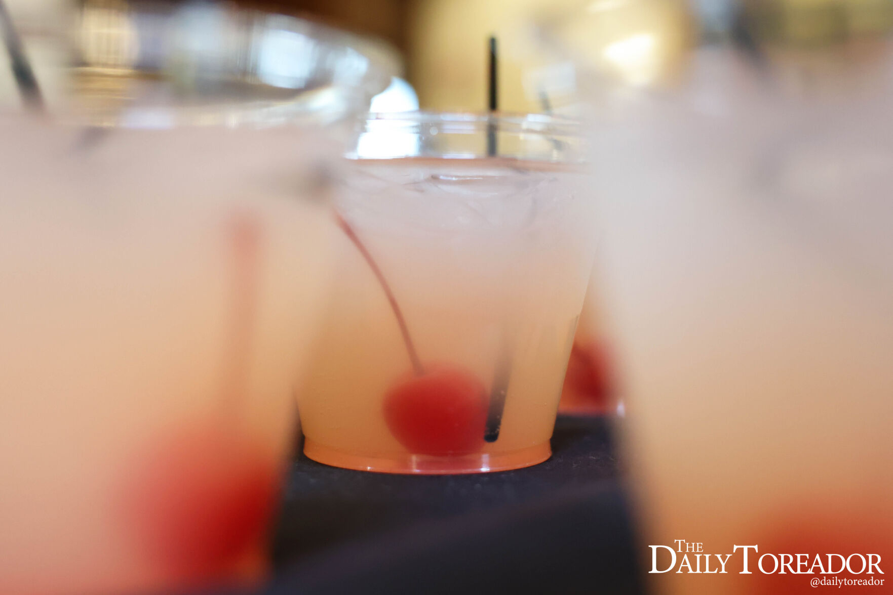 Mocktails sit on table
